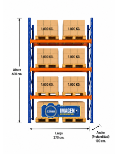 RACK PALLET INDUSTRIAL 6.000 KG. 600X270X100