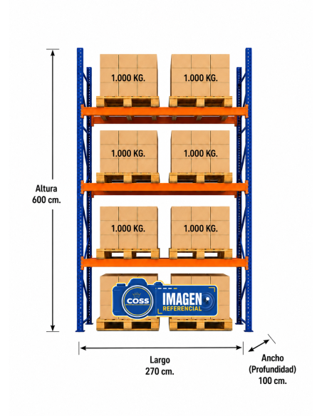 RACK PALLET INDUSTRIAL 6.000 KG. 600X270X100