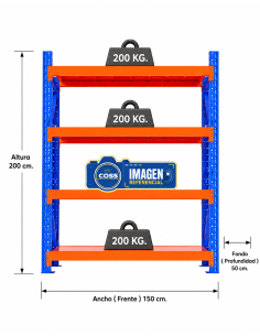 RACK 800 KG. MEDIDA 200x150x50