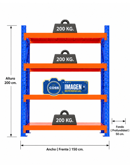 RACK 800 KG. MEDIDA 200x150x50